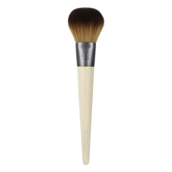 Ecotools | Precision Blush Brush | Curelondon.com | Free UK delivery | A powder brush for applying face makeup. Has a square, dense shape allowing for precise colour application. An ultra-soft, cruelty-free brush. Made from natural and recycled materials. Reusable storage pouch. 